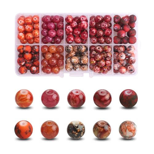 Natürliche Edelsteine 200 Stück 8mm Crackle Glasperlen,Bunte Runde Glas Perlen,Edelsteinperlen für Schmuckherstellung und DIY Handwerk Dekor,Rote Serie mit Farbverlauf Natürliche Edelsteine 200 Stück 8mm Crackle Glasperlen,Bunte Runde Glas Perlen,Edelsteinperlen für Schmuckherstellung und DIY Handwerk Dekor,Rote Serie mit Farbverlauf von HNLMZ