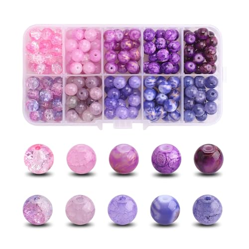 Natürliche Edelsteine 200 Stück 8mm Crackle Glasperlen,Bunte Runde Glas Perlen,Edelsteinperlen für Schmuckherstellung und DIY Handwerk Dekor,Farbverlaufsserie in Rosa und Lila Natürliche Edelsteine 200 Stück 8mm Crackle Glasperlen,Bunte Runde Glas Perlen,Edelsteinperlen für Schmuckherstellung und DIY Handwerk Dekor,Farbverlaufsserie in Rosa und Lila von HNLMZ