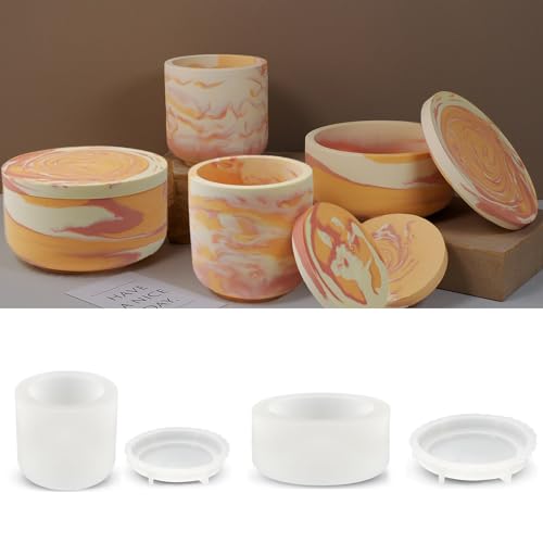 Silikonformen Gießformen,2 Stück Kerzenhalter Silikonform,Epoxidharz Form Aufbewahrungsbox,Kerzenglas mit Deckel Silikon Kerzenhalter Gießform für Herstellung von Kunsthandwerk Silikonformen Gießformen,2 Stück Kerzenhalter Silikonform,Epoxidharz Form Aufbewahrungsbox,Kerzenglas mit Deckel Silikon Kerzenhalter Gießform für Herstellung von Kunsthandwerk von HNLMZ