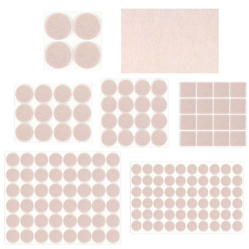 HNR Filzgleiter Selbstklebend Set, 157 Stück Möbelgleiter Filzpads - 3mm Dick - Bodenschutz für Möbelbeine, Stuhl Tischbeine (Beige) von HNR