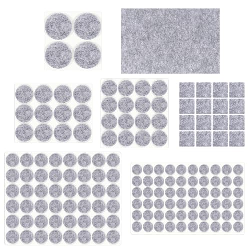 HNR Filzgleiter Selbstklebend Set, 157 Stück Möbelgleiter Filzpads - 3mm Dick - Bodenschutz für Möbelbeine, Stuhl Tischbeine (Grau) von HNR