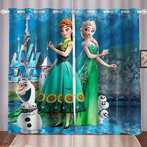 HNSRYLQX Frozen ELSA Verdunkelungsvorhang Wasserdichter Stoff Gardinen Für Kinderzimmer, 3D-Digitaldruck 100% Polyester, Für Kinderzimmer (11,183 x 160 cm) von HNSRYLQX