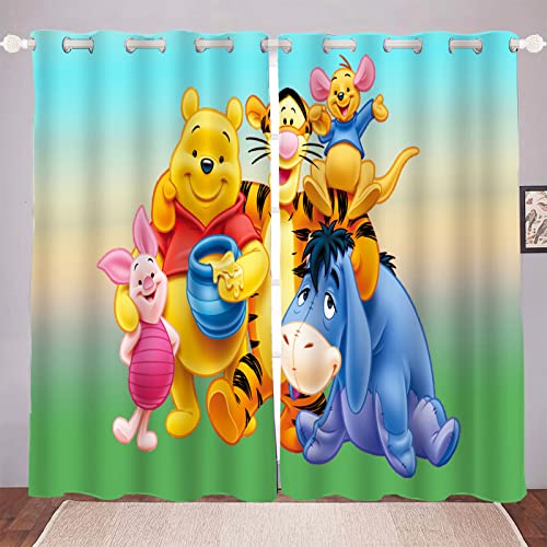 HNSRYLQX Winnie Puuh Verdunklungsgardine Ösen Für Schlafzimmer, Kinder Vorhänge, 100% Polyeste Vorhang Kinderzimmer Junge (7,150x 166 cm) von HNSRYLQX