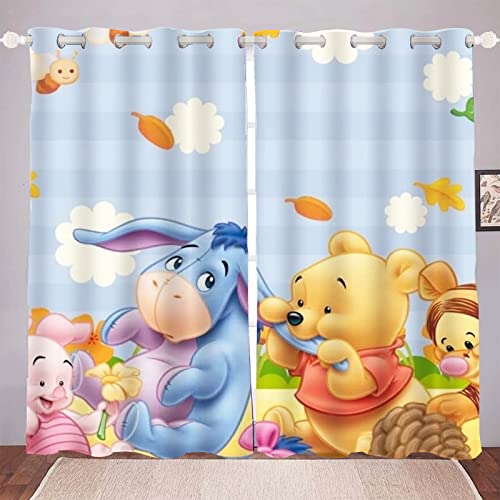 HNSRYLQX Winnie Puuh Verdunklungsgardine Ösen Für Schlafzimmer, Kinder Vorhänge, 100% Polyeste Vorhang Kinderzimmer Junge (9,150x 166 cm) von HNSRYLQX