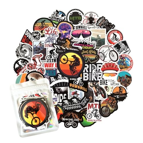 HNTR® Fahrradaufkleber | 50 MTB & Rennradfahrer Aufkleber | wasserdichte Vinyl-Aufkleber für Laptops, Wasserflaschen, Helme, Fahrräder & Abenteuerausrüstung von HNTR