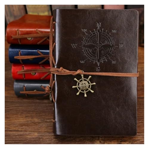 HNULGVI spiralbuch Retro Tagebuch Notizblock Vintage Leder Austauschbare Schreibwaren Traveler Journal(Coffee,Small 105x145mm) von HNULGVI
