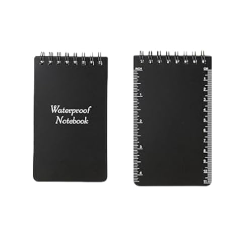 HNULGVI spiralbuch Wasserdichtes Taschennotizbuch mit linierten Seiten, Mini-Notizblock for den Außenbereich, Home Office, College-Schule(Black) von HNULGVI