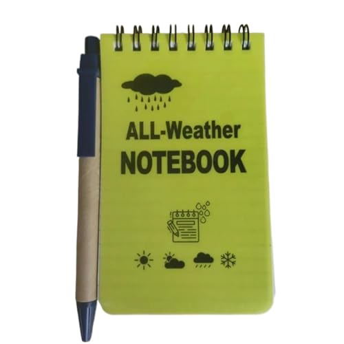 HNULGVI spiralbuch Wasserdichtes Taschennotizbuch mit linierten Seiten, Mini-Notizblock for den Außenbereich, Home Office, College-Schule(Yellow) von HNULGVI