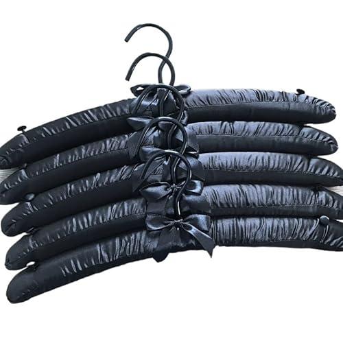 kleiderbügel für anzüge Schwamm Kleiderbügel mit Haken Seide Satin Stoff Kleidung hängende Pin Nähen Knöpfe Anti-Rutsch-Hochzeitskleid weiße(38cm Black) von HNULGVI