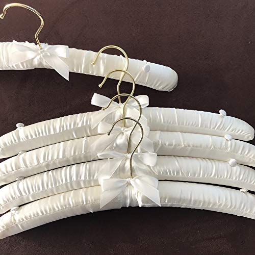 kleiderbügel für anzüge Schwamm Kleiderbügel mit Haken Seide Satin Stoff Kleidung hängende Pin Nähen Knöpfe Anti-Rutsch-Hochzeitskleid weiße(38cm White Button) von HNULGVI