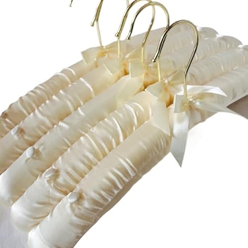 kleiderbügel für anzüge Schwamm Kleiderbügel mit Haken Seide Satin Stoff Kleidung hängende Pin Nähen Knöpfe Anti-Rutsch-Hochzeitskleid weiße(38cm Yellow) von HNULGVI