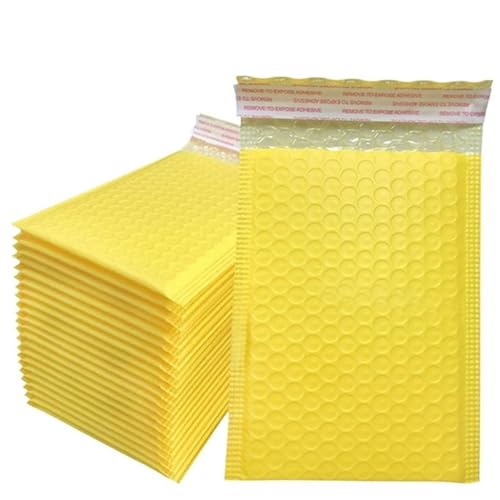 versandtaschen 100 Stück Luftpolsterfolie, selbstklebend, for Verpackung, Versand, Poly(Yellow,13 * 18cm) von HNULGVI