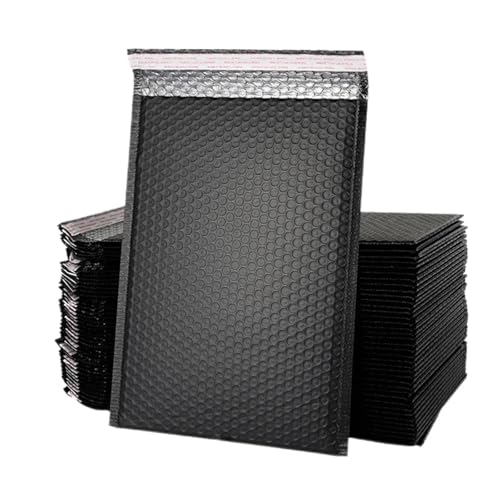 versandtaschen 50 Stück Poly Bubble Mailer Gepolsterte Umschläge Selbstklebend(Black-50pcs,15 * 18cm) von HNULGVI