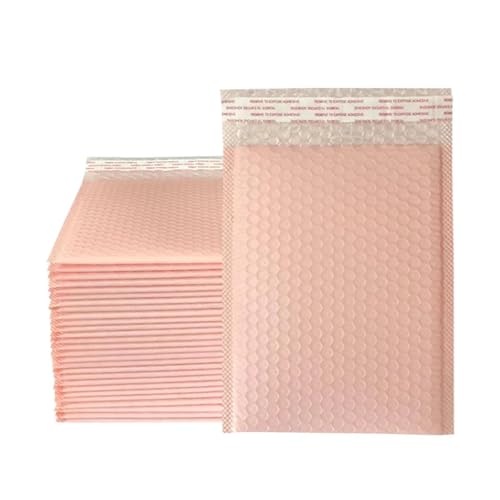 versandtaschen 50 Stück Poly Bubble Mailer Gepolsterte Umschläge Selbstklebend(Light pink-50pcs,18 * 23cm) von HNULGVI