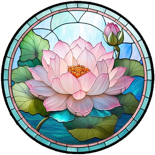 5D Diamond Painting Kits Lotus Buntglas Full Round Drill Flower Diamond Art Painting Art Craft Kits von HNYLTON