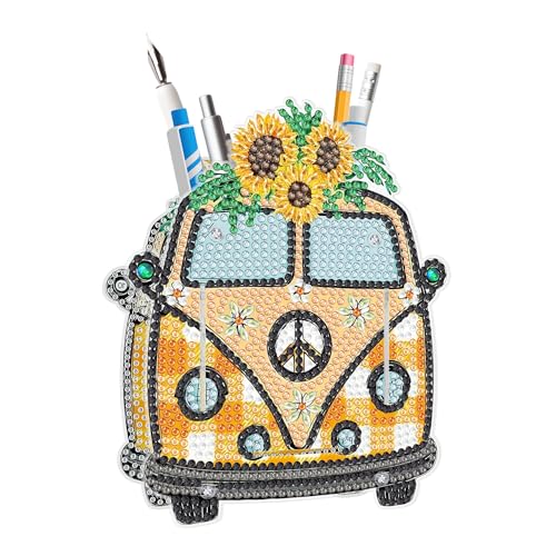 DIY Diamant Malerei Stifthalter Ornamente Bus Bleistifthalter Desktop Ornamente von HNYLTON
