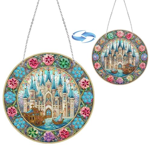 DIY Dot Diamond Painting Kits Schloss hängende Dekoration doppelseitiges Muster (einseitiger Punkt-Diamant) von HNYLTON