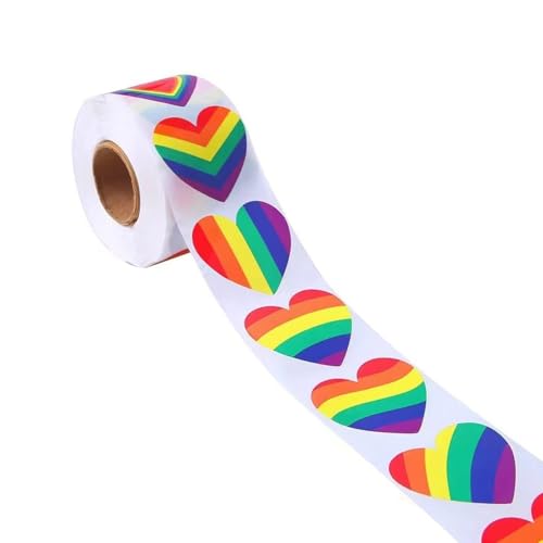 500 Stück Regenbogen-Herz-Aufkleber, 2,5 cm, 3,8 cm, selbstklebende Verpackungsetiketten für Umschläge, Kartons, Verpackungen, Dekoration von HNsdsvcd