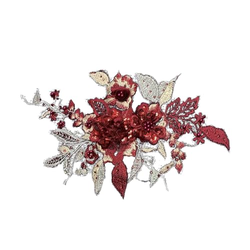 Bestickte Blumen-Aufnäher mit Spitze, Blumenapplikation, zum Aufnähen auf Kleidung, Jeans, Jacken, Röcke von HNsdsvcd