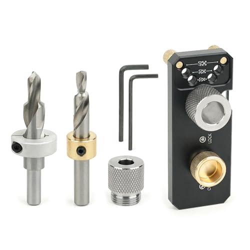 Bohrschablone aus Aluminiumlegierung mit Stufenbohrer-Set, für professionelle Holzarbeiter, Bohrassistent-Stanzer von HNsdsvcd
