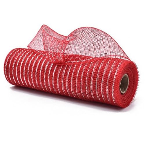 Geschenkband, 25,4 cm x 9,4 m pro Rolle, Metallfolie, Poly-Netzband für Weihnachtskranz, Heimdekoration, Kunsthandwerk Geschenkband, 25,4 cm x 9,4 m pro Rolle, Metallfolie, Poly-Netzband für Weihnachtskranz, Heimdekoration, Kunsthandwerk von HNsdsvcd
