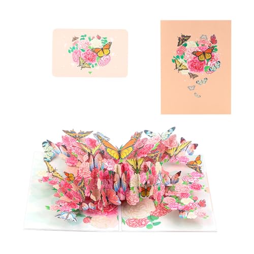 HNsdsvcd 3D Schmetterlings Und Blumenpapierkarte Elegante Grußkarte Mit Umschlag Geburtstag Jubiläum Abschlusskarten Geschenk Für Mutter von HNsdsvcd