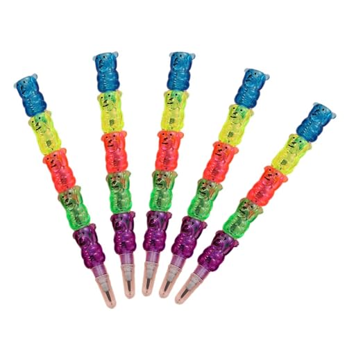 HNsdsvcd 5 Stück Cartoon Bären Baustifte Ohne Schärfe Plastikstifte Weihnachtsstrumpf Stocker Für Kinderbelohnung von HNsdsvcd