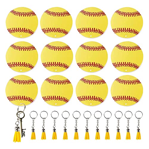 HNsdsvcd Acryl-Schlüsselanhänger-Set mit runden Acryl-Baseball-Blanko-Quasten für Schlüssel für Sport-Party-Dekoration, Supp, Acryl-Baseball-Schlüsselanhänger, Rohlinge von HNsdsvcd