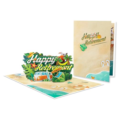 HNsdsvcd Beach Retirement Grußkarte Klappbare 3D Strand Renten Grußkarte Für Reisespeicher Oder Home Ornament von HNsdsvcd