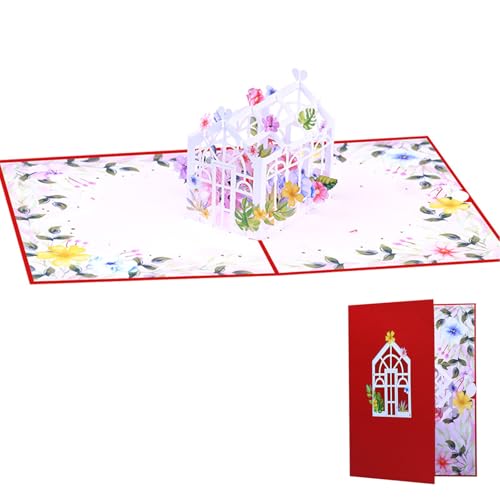HNsdsvcd Einzigartige 3D Popup Feierkarte Elegante 3D Popup Grußkarte Für Festival Flower House Glückwunschkarte von HNsdsvcd