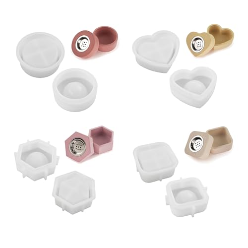 HNsdsvcd Harzglasform mit Deckel für Räucherstäbchen, Epoxidharz, Gießformen, Räucherwärmer, Aschenbecher, Ersatzteil, 4 Sets von HNsdsvcd