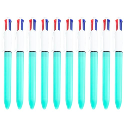 HNsdsvcd Mehrfarbiger Kugelschreiber, 4-farbig, einziehbar, 1,0 mm, Grün, Blau, Rötungen, Schwarz, für Büro, Schule, 10 Stück HNsdsvcd Mehrfarbiger Kugelschreiber, 4-farbig, einziehbar, 1,0 mm, Grün, Blau, Rötungen, Schwarz, für Büro, Schule, 10 Stück von HNsdsvcd