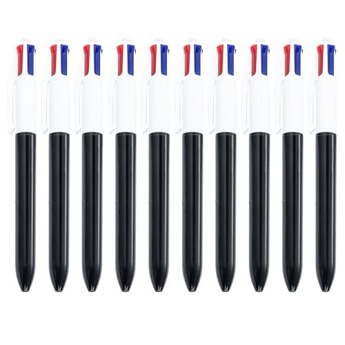HNsdsvcd Mehrfarbiger Kugelschreiber, 4-farbig, einziehbar, 1,0 mm, Grün, Blau, Rötungen, Schwarz, für Büro, Schule, 10 Stück HNsdsvcd Mehrfarbiger Kugelschreiber, 4-farbig, einziehbar, 1,0 mm, Grün, Blau, Rötungen, Schwarz, für Büro, Schule, 10 Stück von HNsdsvcd