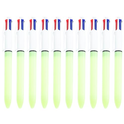 HNsdsvcd Mehrfarbiger Kugelschreiber, 4-farbig, einziehbar, 1,0 mm, Grün, Blau, Rötungen, Schwarz, für Büro, Schule, 10 Stück HNsdsvcd Mehrfarbiger Kugelschreiber, 4-farbig, einziehbar, 1,0 mm, Grün, Blau, Rötungen, Schwarz, für Büro, Schule, 10 Stück von HNsdsvcd