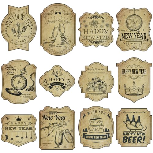 HNsdsvcd Set Von 12 Weinflaschenaufkleber Für Display Vintage Happy New Year Flaschen Selbstkleber Für Und Restaurantskleberetiketten HNsdsvcd Set Von 12 Weinflaschenaufkleber Für Display Vintage Happy New Year Flaschen Selbstkleber Für Und Restaurantskleberetiketten von HNsdsvcd