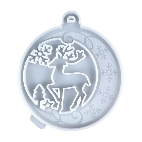 Kreative Weihnachtsbaumschmuck, Hirschform, runder Anhänger, Silikonform, Hängezubehör, Epoxidharz-Form von HNsdsvcd