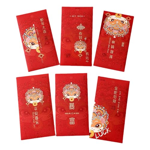 Papiertüte, Motiv: Neujahrsrötungen, Cartoon-Schlangenjahr, multifunktional, chinesische Tierkreiszeichen, Geldbeutel, 6 Stück von HNsdsvcd