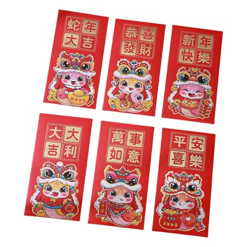 Papiertüte, Motiv: Neujahrsrötungen, Cartoon-Schlangenjahr, multifunktional, chinesische Tierkreiszeichen, Geldbeutel, 6 Stück von HNsdsvcd