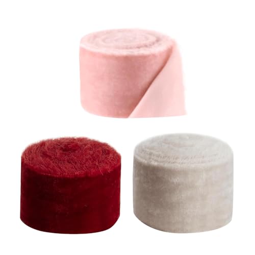 Samtbänder, Polyester, Breite 4 cm, dekorierend, kreative Verpackung, weich für Hochzeit, Party, Urlaub, 3 Rollen von HNsdsvcd