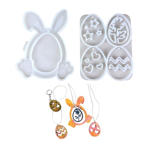 Set mit 2 Eierformen aus Silikonharz für die Schmuckherstellung, einschließlich Ohrring- und Halskettenanhänger, mit leicht zu lösenden Designs von HNsdsvcd