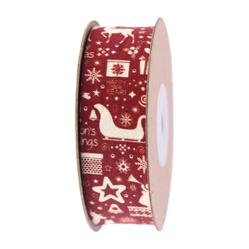 Weihnachtsband, 25 mm, traditionelles doppelseitiges Gurtband für Weihnachten, Basteln, Geschenkverpackung, Blumenstrauß, Verpackung, DIY, Weihnachtsbastelbedarf von HNsdsvcd