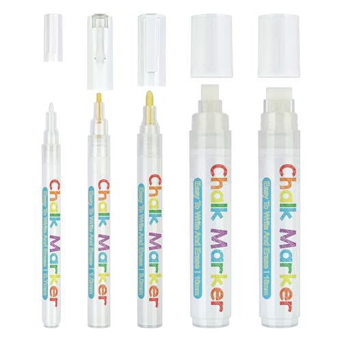 Weiße Kreidemarker, radierbar, einfach zu bedienen, flüssige Kreidetafel-Marker für Kreidetafeln, Schilder, Glas, 5 Stück Weiße Kreidemarker, radierbar, einfach zu bedienen, flüssige Kreidetafel-Marker für Kreidetafeln, Schilder, Glas, 5 Stück von HNsdsvcd
