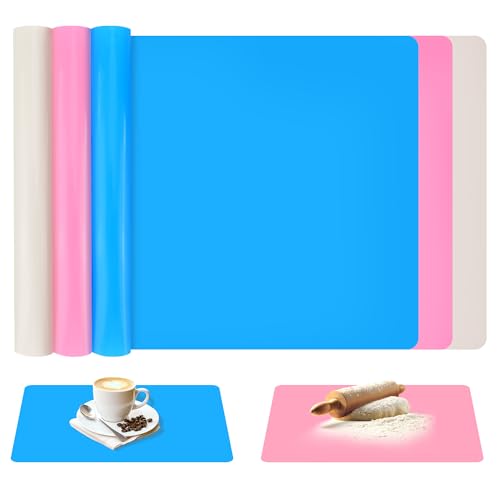 3 Stücke Silikonmatte 40x30cm, Silikonmatte für Epoxidharz, Antihafte rutschfeste Tischmatte, für Handwerk, DIY Zubehöre (Grün, Grau weiß, Blau） von HO-SFSM