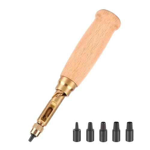HO-SFSM 6-Teiliger Automatischer Lochstanzer, Schrauben Locher, Lederstanze mit 6 Pcs Loch Durchmesser 1-4mm, zum Nähen, Leder, Papier, Basteln von HO-SFSM