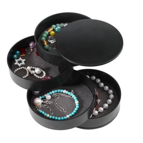 HO-SFSM Schmuck Organizer, 4 Ebenen Drehbar Schmuckschatull, Runde Form SchmuckkäStchen, für Ringe, Ohrringe, Halsketten, Uhren und Reise Schmuckaufbewahrung von HO-SFSM