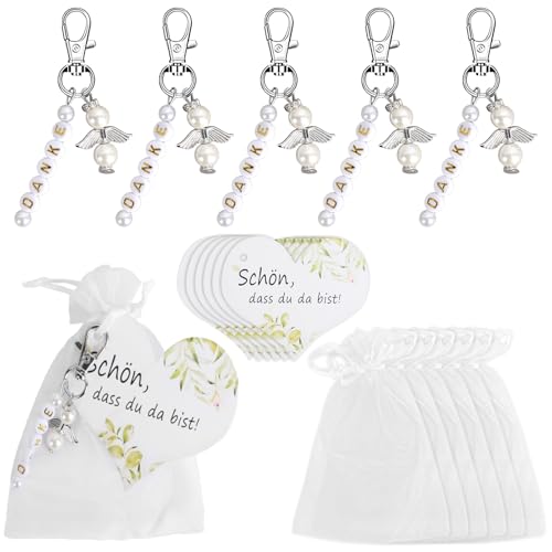 HO2NLE 24 Stück Schutzengel Engel Anhänger Schlüsselanhänger, Schutzengel Anhänger mit Organzabeutel+Anhänger aus Kraftpapier, Hochzeitsgeschenk von HO2NLE