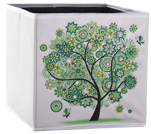 HOAZIACEHN DIY Diamond Painting Kits, DIY Aufbewahrungsbox Mit Kristalldiamantentasche, Zusammenklappbare Aufbewahrungsbox Für Spielzeug, Schlafzimmer, Würfel-Platzsparer, 25X25X25cm (A) von HOAZIACEHN