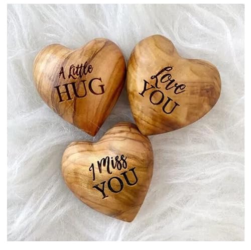 HOAZIACEHN Pocket Hug Wooden Heart Token 3PCS, 3D Personalisierte Kreative Holz-Kunsthandwerk, Handgefertigte Holzherzen Für Geschenke Jahrestag, Verlust Liebe von HOAZIACEHN