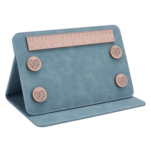 HOBBIESAY 1-Tlg Faltbarer Strickmusterhalter Cadet Blue Verstellbare Musterhalterung Mit Lineal Für DIY Handarbeit Kreuzstich 262x175x15mm von HOBBIESAY