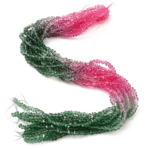 HOBBIESAY 10 Strang Ca.1300 Stück Dreieckige Kristall Glasperlen 4mm Transparente Glasperlen Stränge Blau Grüne Glitzernde Perlen Dreieckige Lose Perlen Zur Schmuckherstellung Loch: 1mm von HOBBIESAY